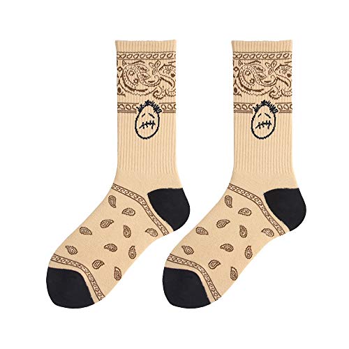 New Travis Scott Cactus Jack Face Logo Paisley Custom Crew Socks Matching SB Dunks Beige CT5053-001