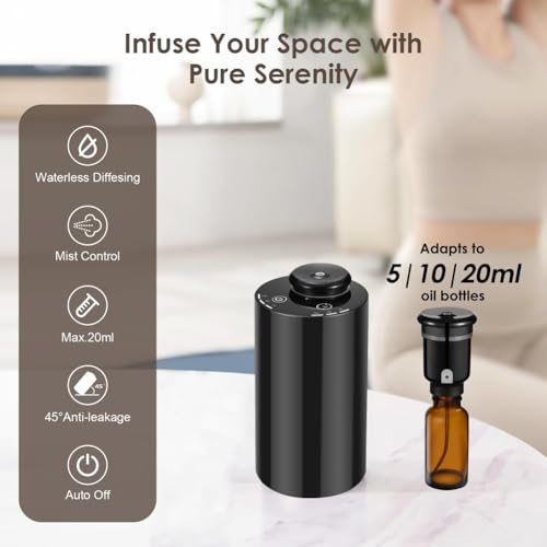 Diffuseur d'huiles essentielles sans eau aromathérapie noir programmable 3 modes