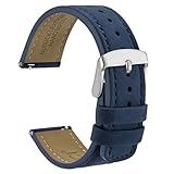 [WOCCI] Quick Release革時計ベルト 20mm ヌバック腕時計バンド ダークブルー/シルバーバックル