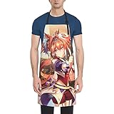 [RFSHOPWF] ウマ娘 ライスシャワー エプロン H型シンプルカフェエプロン おしゃれレディースメンズポケット付き シワになりにくい撥水汚れにくい家庭用ピナフォア 保育士キッチン業務用作業用えぷろん。70cm×84cm