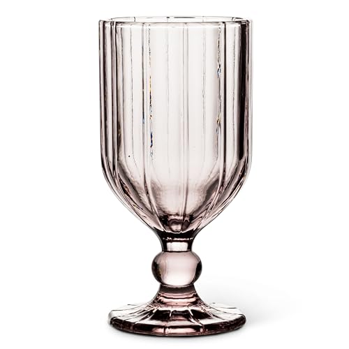 Verre à vin en verre rose de style rétro avec facettes géométriques - 2