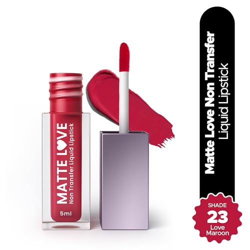 Image of Hilary Rhoda Matte Love Non Transfer Liquid Lipstick | Lightweight & Matte Finish | Waterproof Lipstick for Women | Long Lasting & Non-Drying Lipstick | 5ml (Love Maroon - Shade 23)