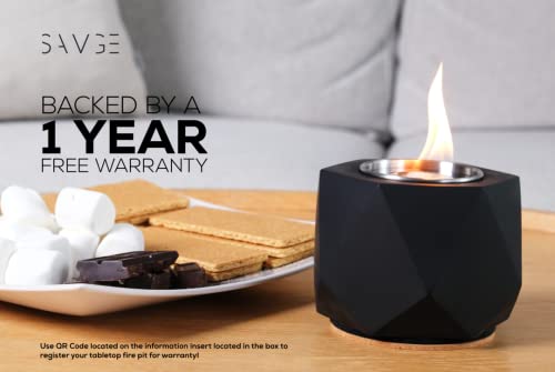 Savge Tabletop Fire Pit - 2+ Hour Burn, Indoor Fire Pit, Smores Roaster, Personal Fire Pit Indoor Outdoor, Smores Maker, Mini Fire Pit, Small Fire Pits Outside, Smokeless (W/Roasting Sticks, Black) #TOP5