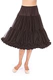 Malco Modes Adult Women's Luxury Chiffon Elastic Waist Petticoat| Multilayered Tea length Skirt| Halloween & Party Wear Adjustable Crinoline Petticoat Samantha835(Black,Small)