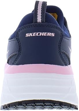Skechers Women's Work Max Cushioning Elite SR - Rastip Sneaker, Navy/Pink, 10 | Image 3
