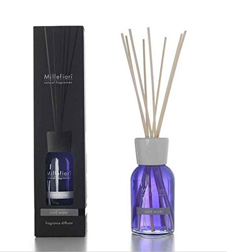 Millefiori Milano  Ambientador Natural Fragrances Stick difusor Cold Water 250 ml, difusor varillas Madera de Cedro