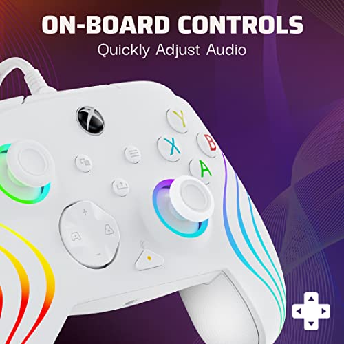 PDP AFTERGLOW XBX WAVE filaire manette WHITE for Xbox Series X|S, Xbox One, Officially Licensed