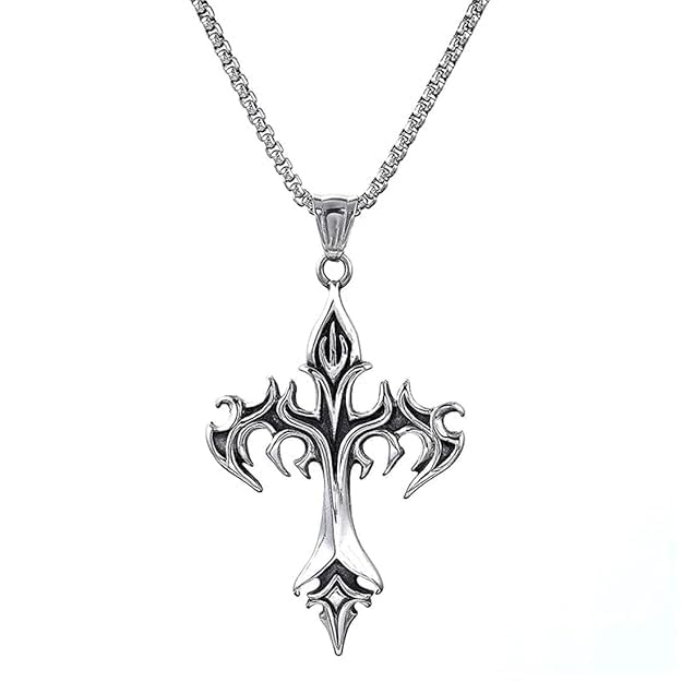 p r prints Cross Necklace Double Dragon Sword Pendant Male Girls Unisex | Pendant Necklace Chain Pendant For Men Boys Love Gifts Mens Jewellery | Stylish and Delicate for Everyday Wear-picture-13