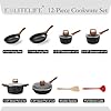ESLITE LIFE Nonstick Cookware Sets, 12 Pcs Granite Coating Pots and Pans Set Kitchen Cooking Set, Compatible with All Stovetops (Gas, Electric & Induction), PFOA Free, Black #1