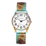 JewelryWe Reloj Bohemio Elástico Mujer: Reloj de Pulsera Cuarzo Analógico Redondo Correa de Acero Inoxidable Escala de Números Arábigos Claro y Fácil de Leer - para Regalo