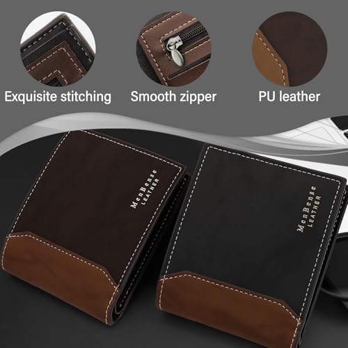 Bifold Wallets, PU Leather Wallets for Men Versatile Mens Wallet with 6 Card Slots, Card Wallet Mens Wallets for Shopping, Business, Travel (brown)3