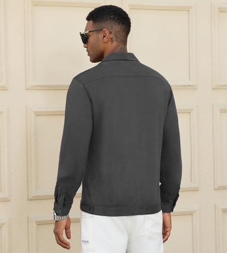 Alex Vando Mens Suede Shirt Jackets Long Sleeve Two Pockets Snap Casual Button Down Shirts