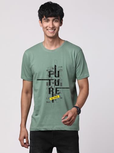 Image of ADRO Men's Graphic Printed 100% Cotton T-Shirt - Regular Fit, Printed T-Shirts for Men