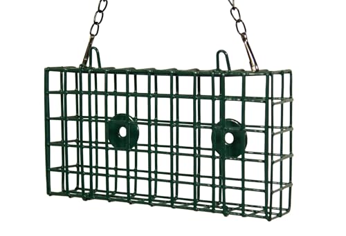 JCs Wildlife Double Suet Bird Feeder Cage - Great for Suet Cakes, Seed Cakes, Fruit and Nesting Material - Holds 2 Suet or Seed Cakes - Woodpecker Feeder, Suet Feeder, Dual Suet Feeder