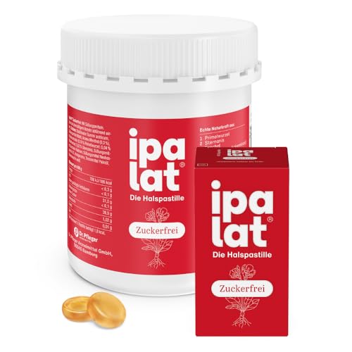 ipalat Halspastillen Zuckerfrei: Bei Heiserkeit & Hustenreiz mit Primelwurzel Anis und Fenchel mit Menthol 400 40 Halspastillen 556.0 grams