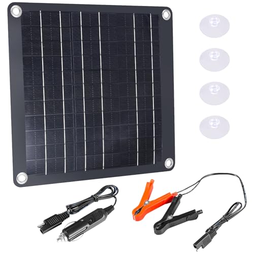 30W 12V Solar Battery Charger, Trickle Charger Maintainer with Built-in Intelligent Charge Controller, IP68 Waterproof Solar Panel for Car, Boat, Marine, RV, Trailer, Motorcycle, Farm Equipment