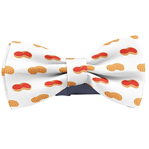 KAWAMOUSE Adjustable Pre-tied bow tie for Men (Peanut Natural Nut Pattern) Elegant Cute Bowties for Dogs Cats Pets