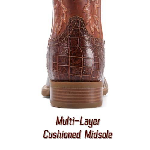 Image of SUREWAY Cowboy Boots For Men - Mens Square Toe Western Boot,Oil /Slip Resistant,Durable Fashionable Classic Pull on 10 Inch Boots Mid Calf Wellington Boots