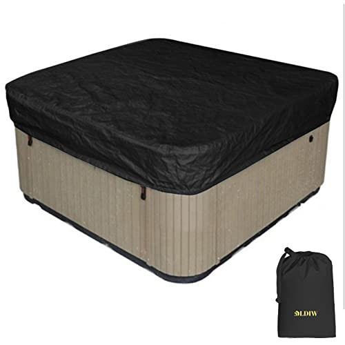 LDIW Allwetter Garten SPA-Whirlpoolabdeckungen Rechteckige Swimmingpool Staubabdeckung 210D Oxford Poolabdeckplane Schutz vor Wind UV schützende,Schwarz,231 * 231 * 30CM