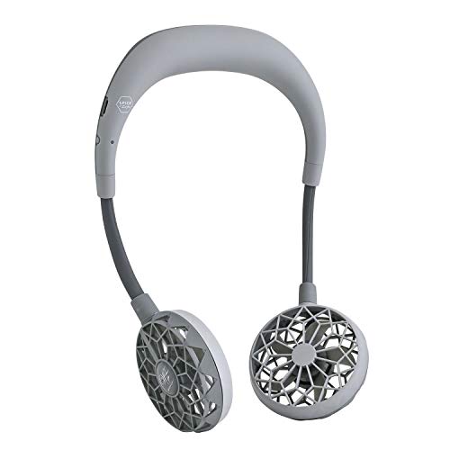 携帯 扇風機 WFan ダブルファン ハンズフリー ヨガエアー グレー [2021年モデル] SPICE OF LIFE(スパイス) 安全性テスト済 静音 5段風量 700分連続使用 首かけ フィット感 ニッケル マスクファン 熱中症対策 リズム風 USB 500回充電 DFYA211GY