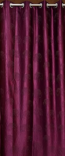 Image of Polyester Premium Tree Design Punching Screen for Home Office | Room Darkening Long Door Curtains 9 Feet Long Set of 4 | Modern Parde for Living Room and Bedroom | Wine Curtains