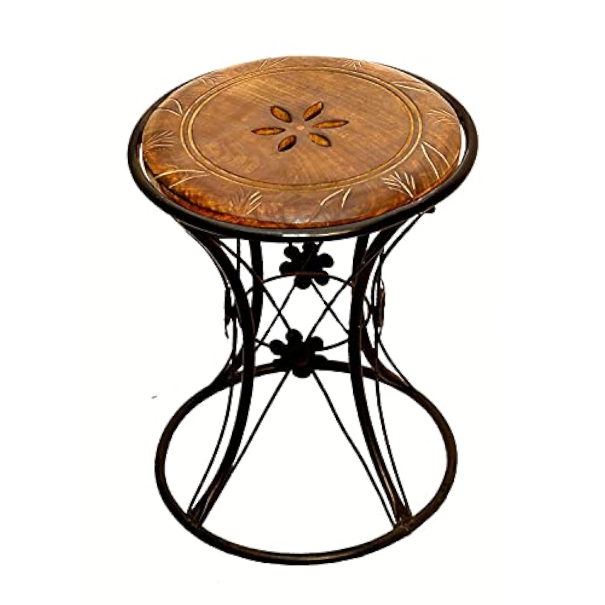 Wood and Iron Stool for Living Room
