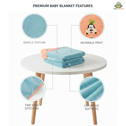 Image of Ultra-Soft Baby Hooded Towel | 4 Characters Stickers for Baby |100% Cotton, Hypoallergenic & Super Absorbent Bath Wrap for Newborns & Toddlers | Cute Animal Design (Blue & Orange)