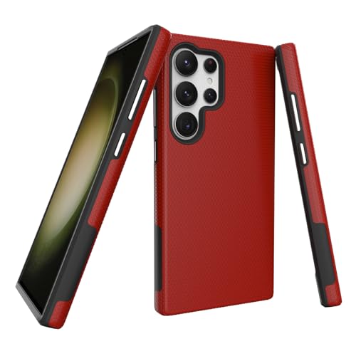 Image of NOXO Ultra-Hybrid Triangle Back Case Cover for Samsung Galaxy S24 Ultra, | Shockproof Design | Camera Protection | Soft TPU & Rugged PC | Bumper Case Cover for Samsung S24 Ultra, (Scarlet Red)