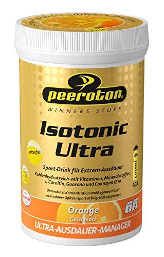 Peeroton Isotonic Ultra Orange- Kohlenhydratreiches Elektrolyt Pulver mit Mineralstoffen und Vitaminen, isotonisches Hochleistungs Getränk mit Colostrum Komplex Q10-300 g