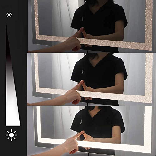 Chende 32" X 24" Crystal Led Bathroom Mirror For Wall, Dimmable Large Vanity Mirror With Lights For Bedroom, Plug In Or Hardwired Light Up Mirror, 3 Light Colors Setting, Vertical & Horizontal Hanging #TOP4