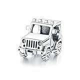 VOROCO Travel Jeep Charm Fits for Pandora Charm Bracelet，925 Sterling Silver Car Charm Gift for Women