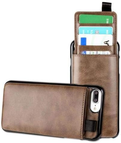 iPhone 8 Plus Wallet Case, iPhone 7 Plus Case, Slim PU Leather with Matching Detachable Slide Out Card Slot Organizer [Classic Pull Out - Brown]