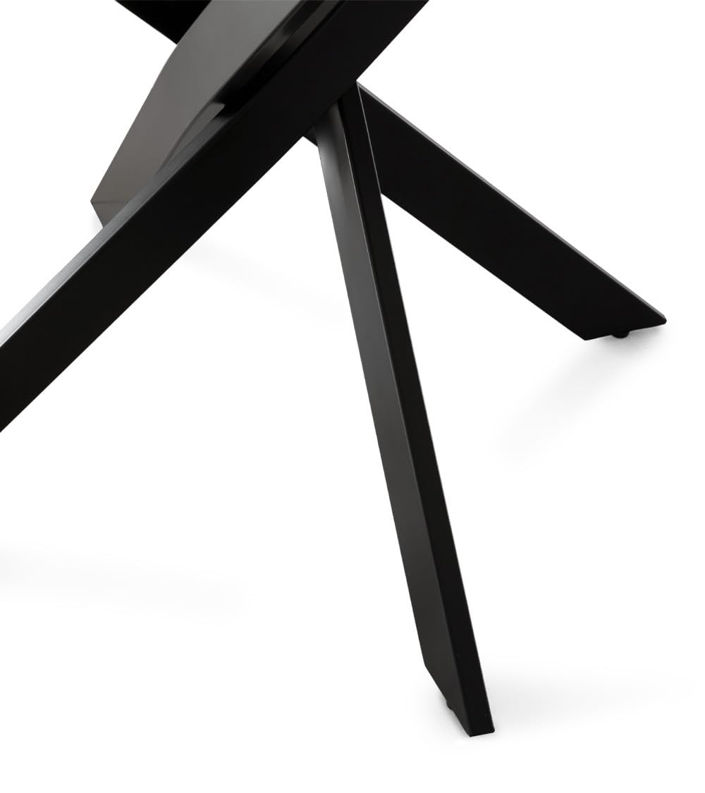 Home Heavenly® - Mesa Redonda Comedor Cocina Blake, Mesa Industrial 90 cm diámetro con Patas metálicas entrecruzadas. (Tapa Roble Pata Negra)