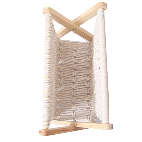 Revistero bohemio de 331826 cm, de macramé boho, revistero de madera, para libros, periódicos, mantas, decoración de oficina en casa - imagen 5