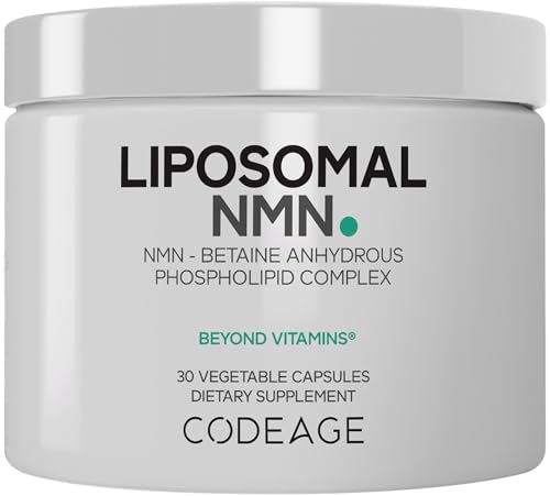 Codeage Liposomal NMN & TMG Supplement - Nicotinamide Mononucleotide NAD+ Precursor Betaine Anhydrous Trimethylglycine TMG - NSF Certified -Non-GMO - 30 Capsules