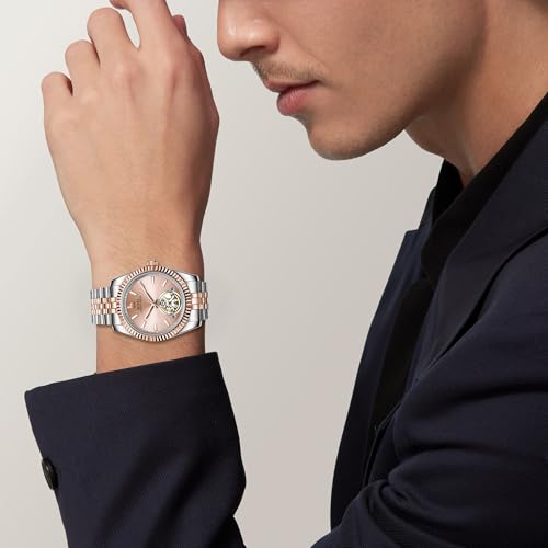 Image of BUREI Men's Classic Luxury Watch Stainless Steel Waterproof Machine Watch Fashion Double Watches Date Sapphire Crystal