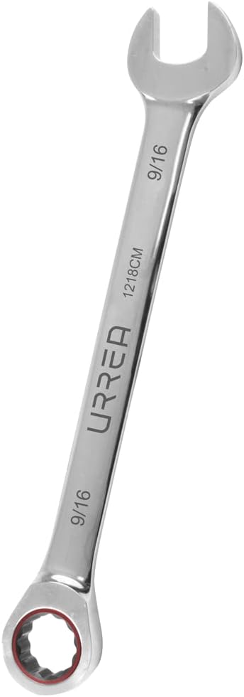 URREA 12-Point Ratcheting Combination Wrench Set - 7-Piece Mechanics Tool Set with 5 Degree Swing Arc & Fully Polished Nickel Chrome Finish - 1200CM