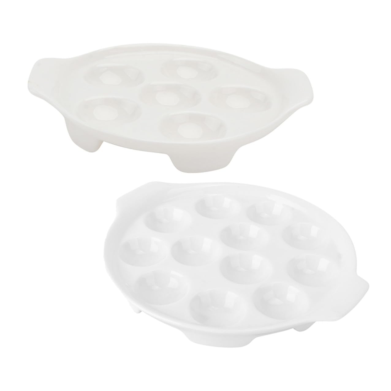 DOITOOL 2 Stück Weiße Keramik Schneckenplatte mit Griff Hitzebeständige und Stabile Auflaufform für Backofen als Backzubehör für Kreative Schneckenrezepte