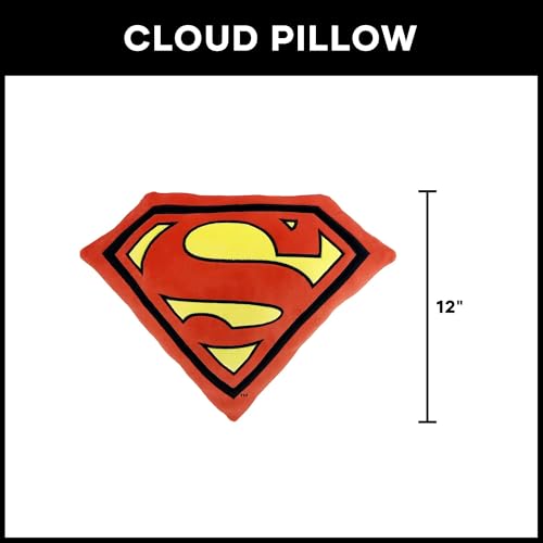Image of Northwest Superman Classic Logo Cloud Pillow 12 inch - Superhero Plush Stuffed Toy for Kids & Adults, Soft Room Decor, Gift for Boys & Girls