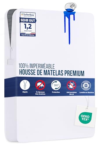 Utopia Bedding Housse De Matelas 140 x 190 x 20 cm Imperméable Avec Fermeture éclair, Certifié...