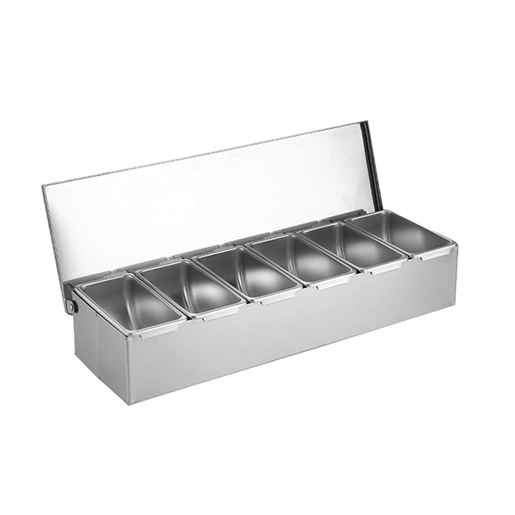 Kalttoy Six Grids Container Stainless Steel Storage Box Steel Box Compartments Household 3‑Grid With Lid Storage Jar Jar Container For Kitchen