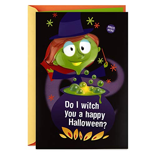 Hallmark Funny Halloween Greeting Card with Light and Sound (Witch You a Happy Halloween)