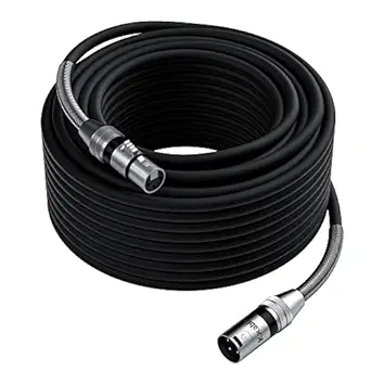 XLR to XLR Cable 200 Feet, Premium XLR Microphone Cable, Long Heavy Duty 22AWG OFC XLR Male to Female Cord, 3-Pin Shielded Mic Speaker Cable, Zinc Alloy Connectors, Metal Spring SR, Black