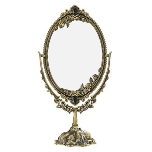 Miroir de maquillage rétro outil élégant en métal base stable pour bureau habillage
