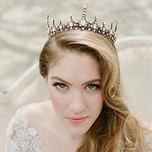Makone Gold Crowns For Women, Fairy Costume Birthday Crowns And With Gemstones Girls Renaissance Accessories For Christmas Halloween, Cosplay Costume, Birthday Party, Wedding Prom, Pageant (Bronze) #TOP5