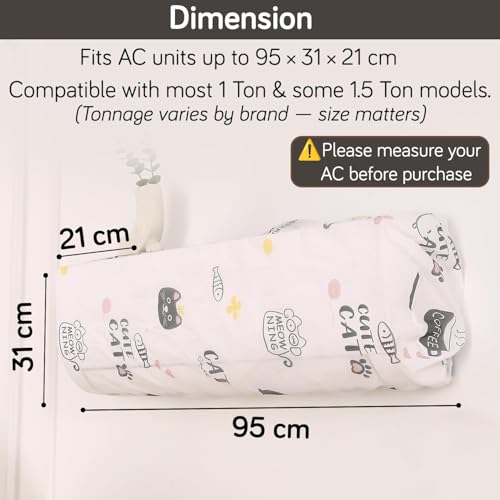 Image of HOKIPO Air Conditioner Cover for AC Units upto Size 95x31x21 cm | Compatible with most 1Ton & some 1.5Ton Split AC | Dustproof & Washable Indoor Unit Cover | Playful Cats (NEW-D6-AR5873)