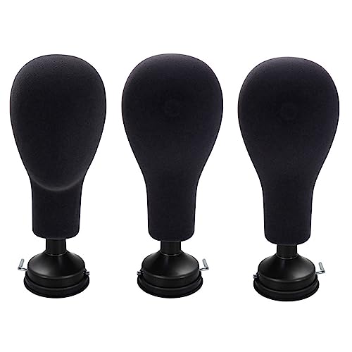Tête mannequin photographie lot de 3 en mousse noire pour studio photo de mode