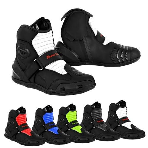 Hive Moto Motorbike Boots Waterproof Motorcycle Boots Men's Leather All Season Motorcycle Racing Shoes (White, 14, US Footwear Size System, Adult, Men, Numeric, Medium, 14)