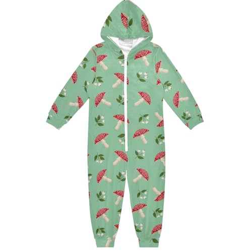 Mono de una pieza con capucha verde de hongo para niños, disfraz de Halloween, Navidad, cosplay, para niñas y niños, Bonito verde hongo, 7-8 años