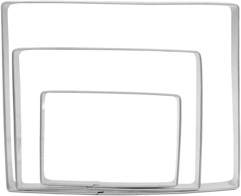 Large Rectangle Cookie Cutter Set – 5”,4”,3” – 3 Piece – Stainless ...